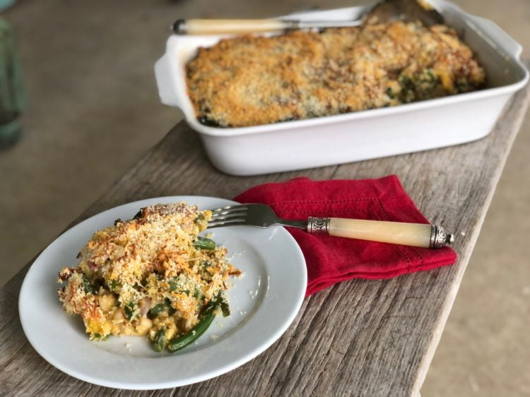 Southwest Green Bean and Hominy Casserole